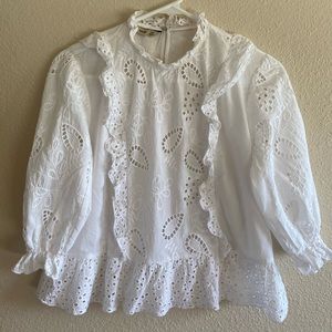 ZARA White Embroidered Blouse